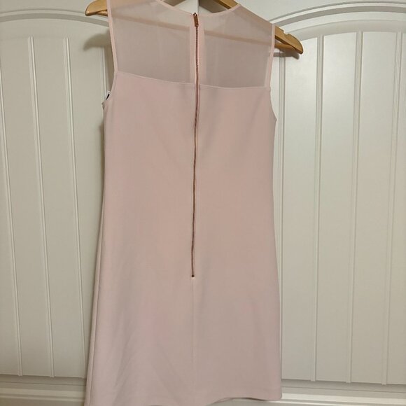 Ted Baker London Baby Pink Embellished Shift Dress Size 1 Mesh Panel Lined Zip - Picture 3 of 3